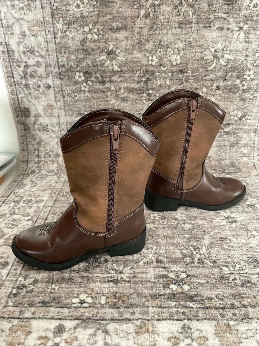 Disney Toy Story Cowboy Boots Size 8 Toddler Brown Faux Leather Pixar Woody